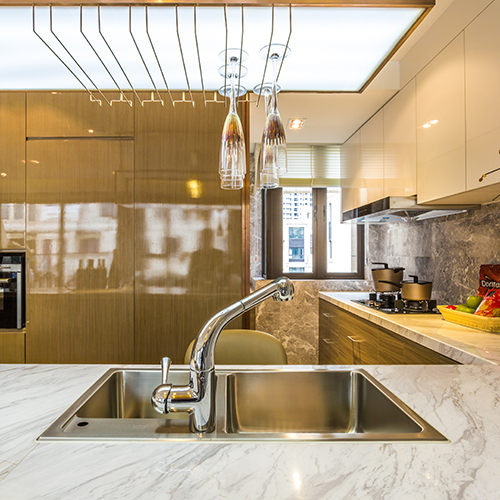 Business style, pull type kitchen water purifier faucet combination, chrome plating